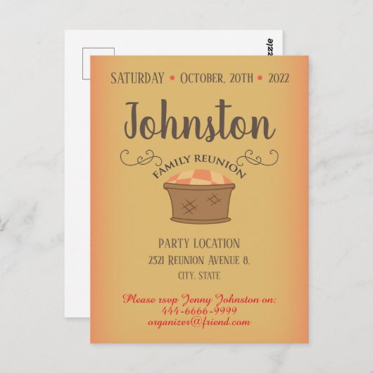 Familiereünie slaat het datumontwerp op briefkaart (Voorkant / Achterkant)