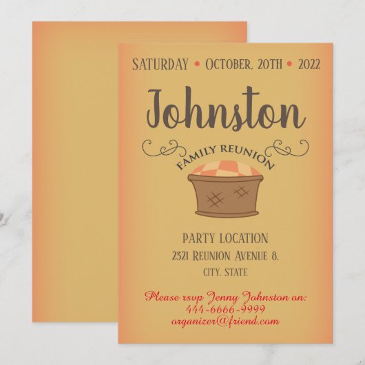 Familiereünie slaat het datumontwerp op kaart (Voorkant / Achterkant)