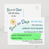 Familiereünie Sunshine Save the Date Briefkaart (Voorkant / Achterkant)