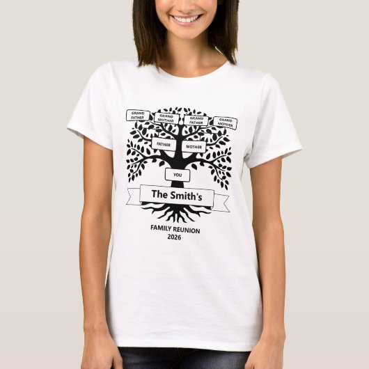 Familiereünie T-shirt met aangepaste stamboom (Voorkant)