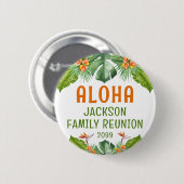Familiereünie Tropische Palm Aloha Waterverf Ronde Button 5,7 Cm (Voorkant /achterkant)