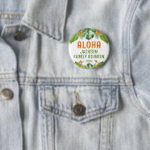 Familiereünie Tropische Palm Aloha Waterverf Ronde Button 5,7 Cm (In situ)