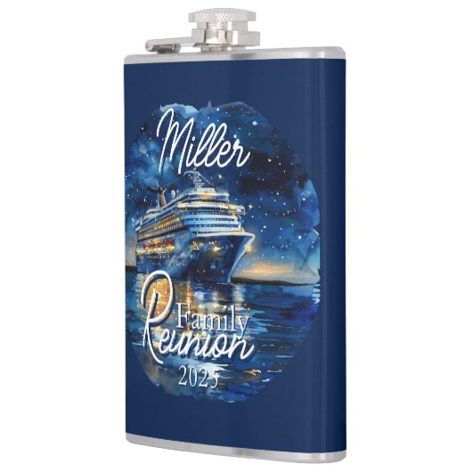 Familiereünie van cruiseschepen in waterverf heupfles (Links)