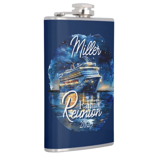 Familiereünie van cruiseschepen in waterverf heupfles (Rechts)