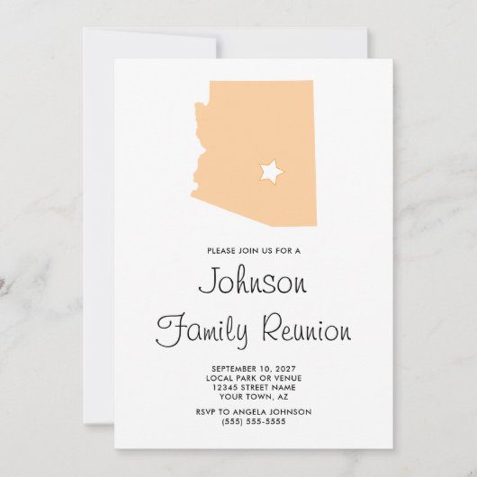 Familiereünie van Peach Arizona Kaart (Voorkant)