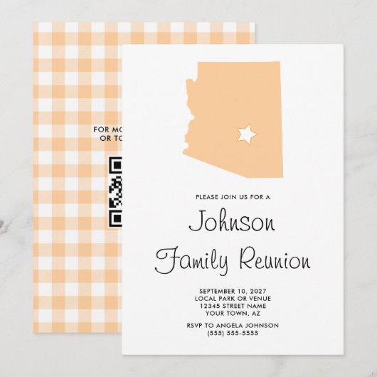 Familiereünie van Peach Arizona Kaart (Voorkant / Achterkant)