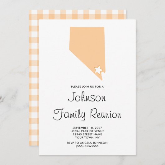 Familiereünie van Peach Nevada Kaart (Voorkant / Achterkant)