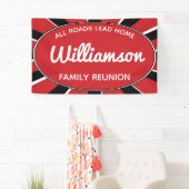 Familiereünie verzamelt zwart, rood en wit eveneme spandoek (Insitu)