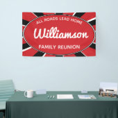 Familiereünie verzamelt zwart, rood en wit eveneme spandoek (Beurs)