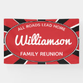 Familiereünie verzamelt zwart, rood en wit eveneme spandoek (Horizontaal)