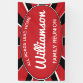 Familiereünie verzamelt zwart, rood en wit eveneme spandoek (Verticaal)