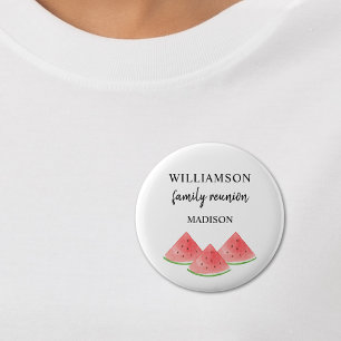 Familiereünie Watermeloen Custom Name Label Ronde Button 5,7 Cm