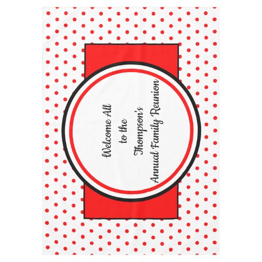 Familiereünie Witte Rode Polka Dots Tafelkleed (Voorkant)