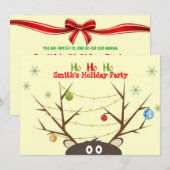 Familierrendierkerstfeest Kaart (Voorkant / Achterkant)