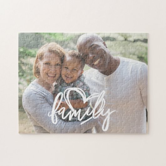 Familiescript | Aangepaste familiefoto Legpuzzel (Horizontaal)