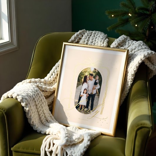 Familiescript Classy Chic Christmas Bow Arch Foto Folie Afdrukken