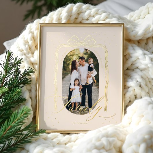Familiescript Classy Chic Christmas Bow Arch Foto Folie Afdrukken