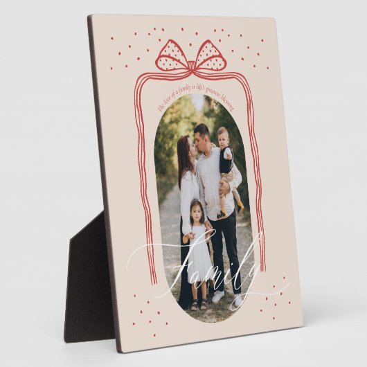 Familiescript Classy Chic Christmas Bow Arch Foto Fotoplaat (Zijkant)