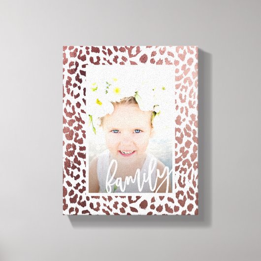 Familiescript Faux Roos Gold Leopard Print Foto (Voorkant)