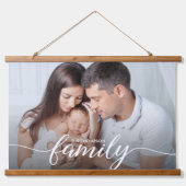 Familiescript wit Overlay Aangepaste foto Hangend Wandkleed (Voorkant)