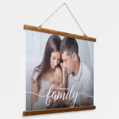 Familiescript wit Overlay Aangepaste foto Hangend Wandkleed (Gebogen)