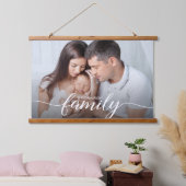 Familiescript wit Overlay Aangepaste foto Hangend Wandkleed (Slaapkamer)