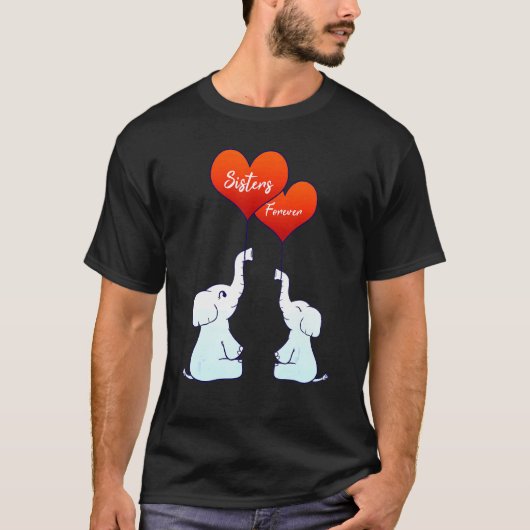 Familieslijm Zuster voor oever Elephants Heart Lov T-shirt (Voorkant)