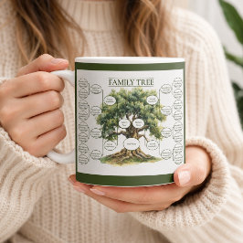 Familiestamboom met vijf generaties voor afkomst e koffiemok