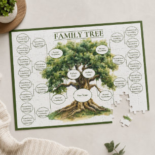 Familiestamboom met vijf generaties voor afkomst e legpuzzel