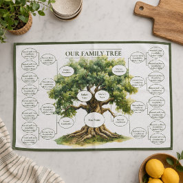 Familiestamboom met vijf generaties voor voorouder theedoek