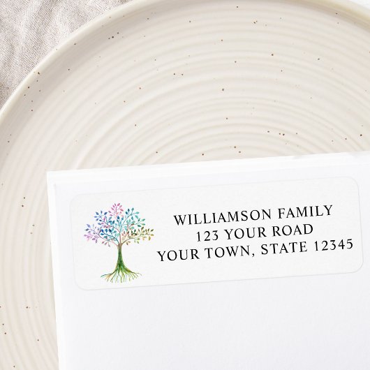 Familiestamboom retouradreslabel etiket