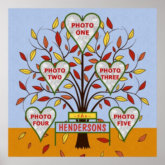 Familiestructuur Aangepast 5 najaar foto-collage b Poster (Voorkant)