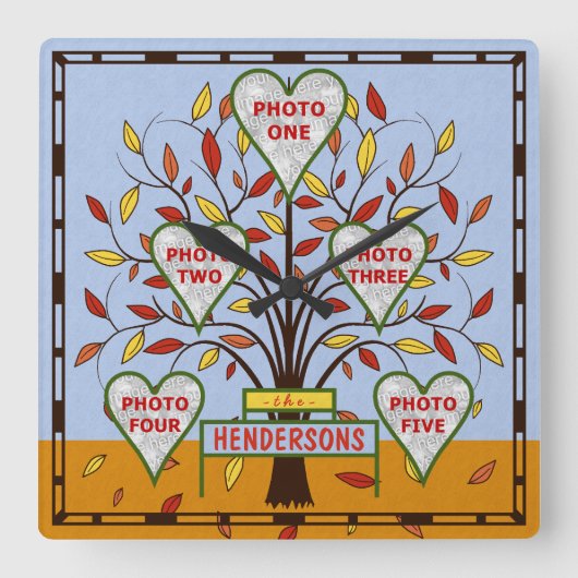 Familiestructuur Aangepast 5 najaar foto-collage b Vierkante Klok (Voorkant)