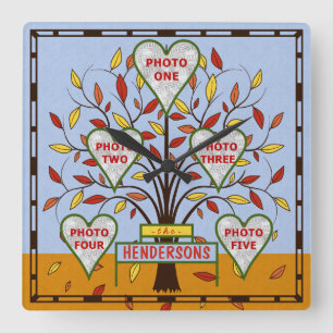 Familiestructuur Aangepast 5 najaar foto-collage b Vierkante Klok