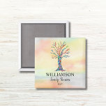 Familiestructuur gezinshereniging magneet<br><div class="desc">Deze kleurrijke gezinsherenigingsnetten zijn versierd met een mozaïekstamboom in de kleuren van de regenboog op de achtergrond van de waterverf. Pas ze aan met je familienaam en het jaar. Gebruik de optie Verdere wijzigingen aanpassen om de tekstgrootte, stijl of kleur te wijzigen als u dat wenst. Omdat we ons eigen...</div>