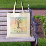 Familiestructuur gezinshereniging tote bag<br><div class="desc">Deze Canvas tassen van de Gezinshereniging zijn versierd met een mozaïekstamboom in de kleuren van de regenboog op een waterverf achtergrond. Pas ze aan met je familienaam en het jaar. Omdat we ons eigen kunstwerk creëer, zal je dit exacte afbeelding niet vinden van andere ontwerpers. Originele mozaïek en Waterverf ©...</div>