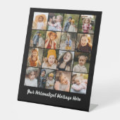 Familietekst Modern Gepersonaliseerd 16 Fotocollag Reclamebord Met Voetstuk (Voorkant)
