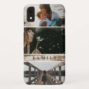 Familietekst Witte marmer Aangepast 3 Fotocollage Case-Mate iPhone Case