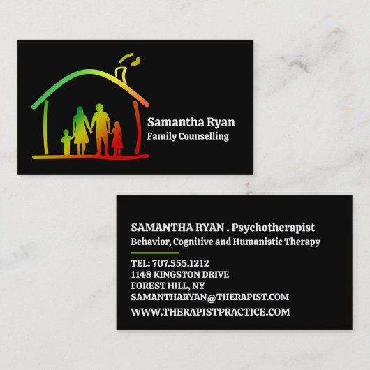 Familietherapie-Logo, psychotherapeut Visitekaartje (Voorkant / Achterkant)