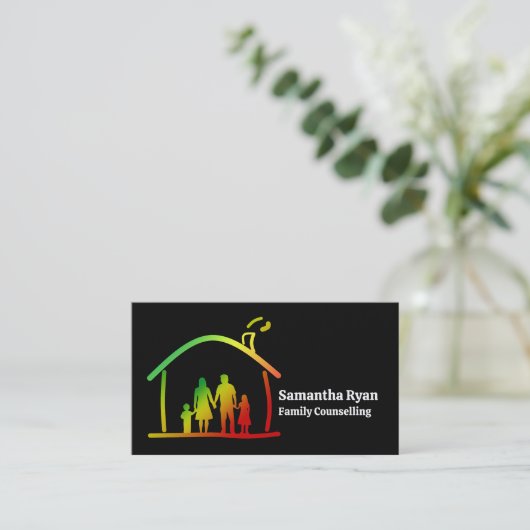 Familietherapie-Logo, psychotherapeut Visitekaartje (Staand voorkant)
