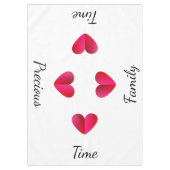 Familietijd kostbare tijd roze harten tafelkleed (Voorkant)
