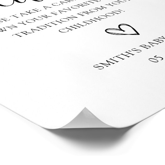 Familietradities Baby shower Teken Poster (Hoek)