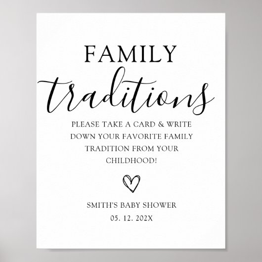 Familietradities Baby shower Teken Poster (Voorkant)