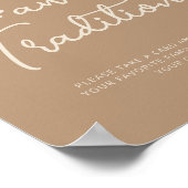 Familietradities Beige Beer Babyshower Bord Poster (Hoek)