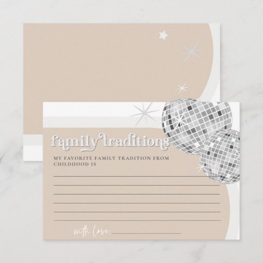 Familietradities Disco Baby shower Game Kaart (Voorkant / Achterkant)