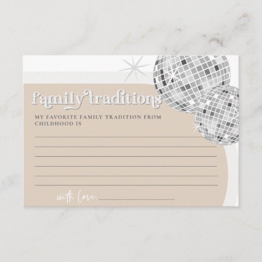 Familietradities Disco Baby shower Game Kaart