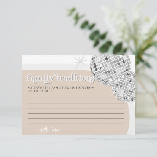 Familietradities Disco Baby shower Game Kaart (Staand voorkant)