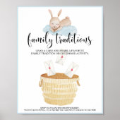 Familietradities Een Bunny Blue Baby shower Poster (Voorkant)