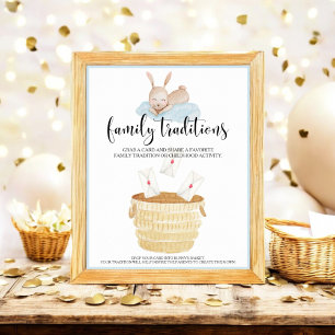 Familietradities Een Bunny Blue Baby shower Poster