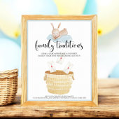 Familietradities Een Bunny Blue Baby shower Poster